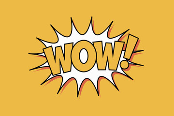 Comic style with “WOW” text expression with splash effect 