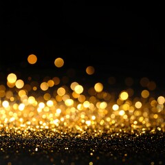 Gold glitter bokeh on black background