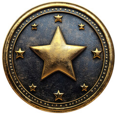 Golden star emblem with intricate detailing perfect for awards achievements and premium branding showcasing luxury and high quality design elements on transparent background