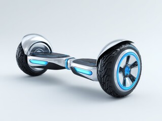 Sleek, modern personal transportation device with vibrant blue accents, presented on a plain white background.