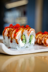 red and white color rolls on the table.