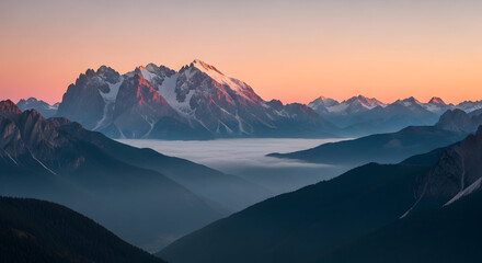 Dolomites Sunrise: Alpine Peaks in Mist
