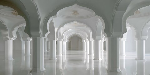 Fototapeta premium Elegant, ornate arched alcoves in a minimalist, white interior.