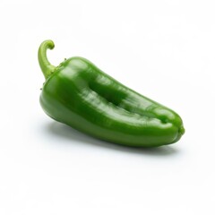 Fresh Green Anaheim Pepper Isolated on White Background Studio Shot