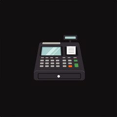 Detailed Illustration of a Modern Cash Register with Display and Receipt