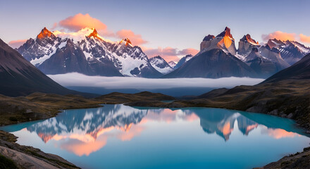 Obraz premium Torres del Paine Peaks Reflected