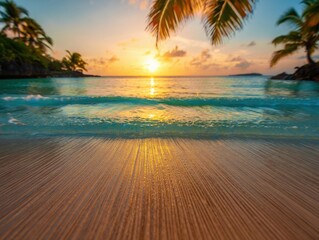 tropical beach at sunset