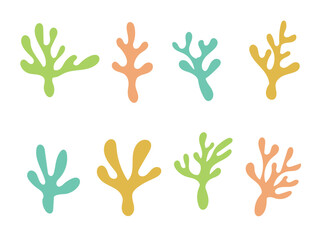 Colorful cute coral reef clipart for childish ocean illustration