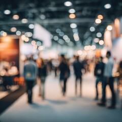 Blurred indoor exhibition hall with people