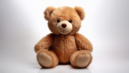 Obraz premium brown teddy bear plain white background