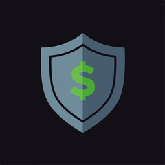 Stylized Shield with a Green Dollar Sign Symbolizing Financial Security