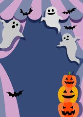 ハロウィンの壁紙背景素材　お化けとカボチャとテント