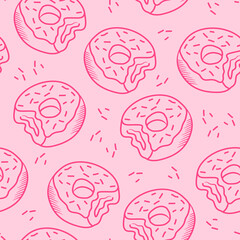 doodle donut pattern background. seamless pattern of doodle donut for packaging. doodle donut seamless pattern background.