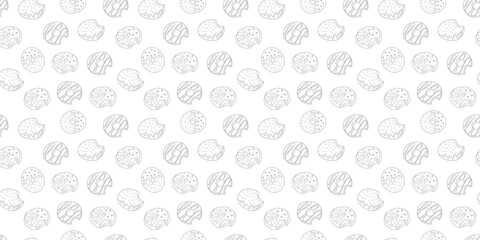 doodle donut pattern background. seamless pattern of doodle donut for packaging. doodle donut seamless pattern background.