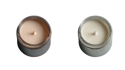 Stylish candles in minimalistic jars, perfect for creating a soothing and relaxing atmosphere on transparent background