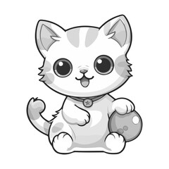 black and white cute cat vector design 