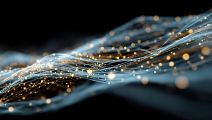 Abstract digital wave of glowing particles