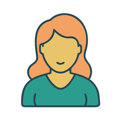 Colorful woman avatar with wavy hair and casual attire