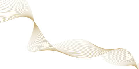 Luxury abstract gold wavy line pattern (guilloche curves) with copy space. Elegant golden color smooth gradient on white background. Premium vector striped texture for banner, business backdrop.