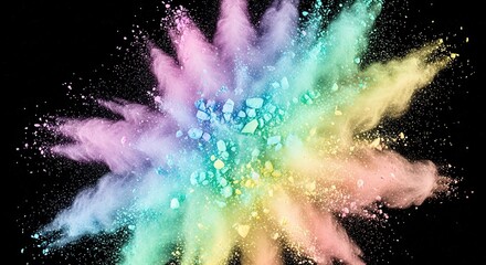 Pastel Powder Explosion: A Vibrant Burst of Color Against Black