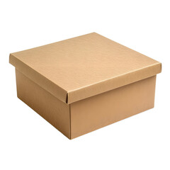 Elegant Brown Craft Box with Lid on White Background for Packaging and Storage Solutions
