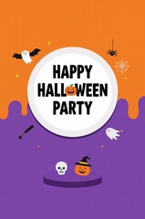 Naklejka premium Whimsical October Celebration Graphic Featuring Playful Spooky Characters and Festive Design Elements for Seasonal Events