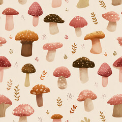 seamless pattern with mushrooms