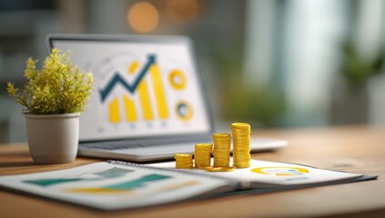 Financial data on a laptop