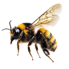 Detailed Macro Image of Bee in Mid-Flight