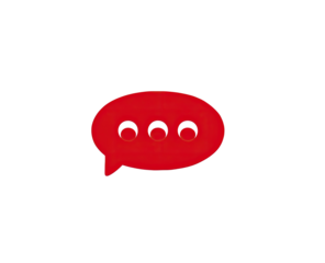 Red oval speech bubble graphic