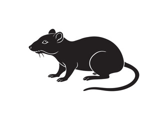 Simple black rat silhouette side view vector illustration in minimal style isolated on white background.