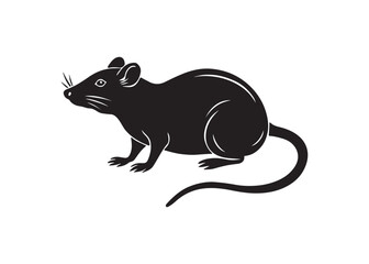 Simple black rat silhouette side view vector illustration in minimal style isolated on white background.