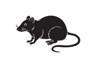 Black silhouette of rat in side profile vector icon minimal isolated design.
