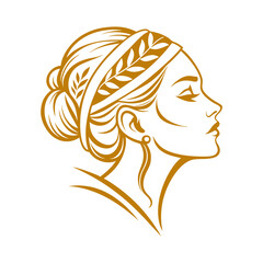 a luxurious elegant logo featuring a woman's face vector art