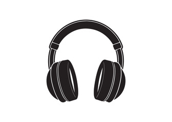 Modern earphone vector icon design, black silhouette of headphones for audio and music applications.