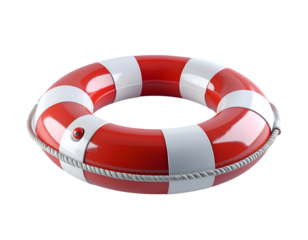 Lifebuoy's Lifeline: A vibrant lifebuoy, with a classic red and white striped design, rests, symbolizing safety and security in aquatic environments.  