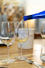 Wine pouring in a glass