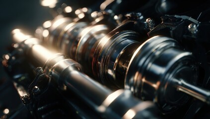 Close-up view of intricate engine components