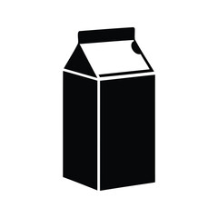 Black and white simple illustration of a carton, product, or container, soy milk carton silhouette vector illustration