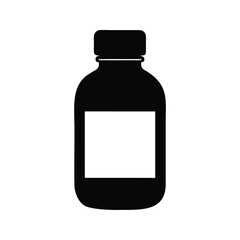 Minimalist black and white vector image of a medical bottle silhouette, tablet bottle silhouette vector illustration