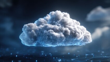 Digital cloud graphic on dark background