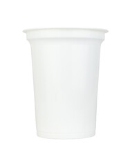 A detailed studio shot of a white plastic food container on a transparent background