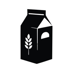 Black and White Illustration of a Carton of Grain Based Milk Product, oat milk carton silhouette vector illustration
