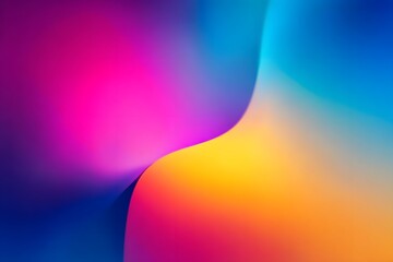 A blurred background of a pink, yellow, and blue gradient with an abstract shape in the foreground,