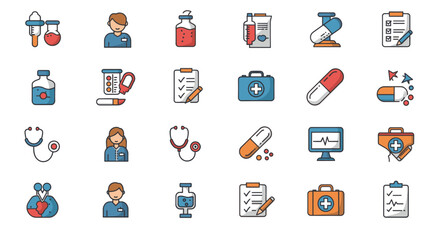 Fototapeta premium Medical and Healthcare Icons Set