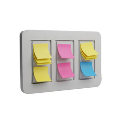 3d icon of Kanban board with sticky notes isolated