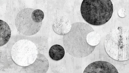 Abstract circles on textured gray background