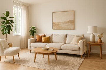 Modern cozy minimalist living room