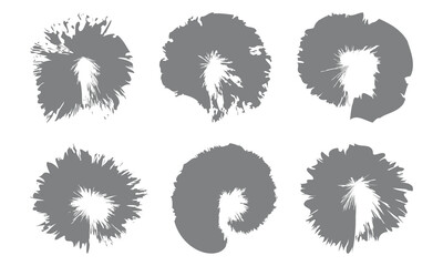 Round brushes pack .Grunge circle brushes. Vector brush Stroke. Distressed banner. Black circles with rough edges. paintbrush collection .Gradient paintbrush . Circular marks .