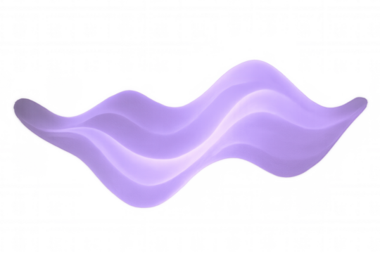 Smooth purple wave sweeping gracefully, creating abstract design with transparent backdrop, embodying contemporary aesthetic elegance